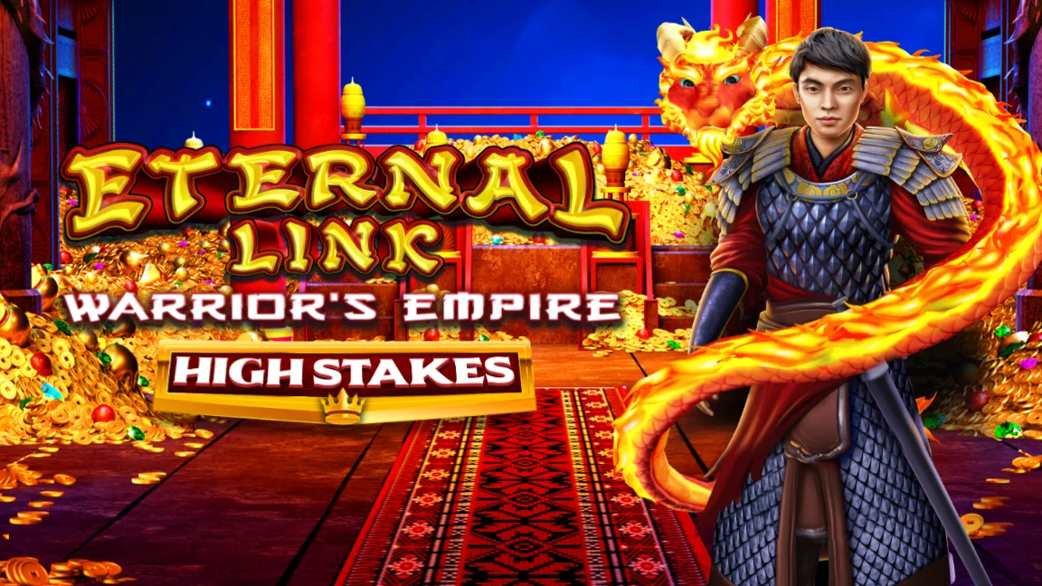 The promotional header for Eternal Link Warrior's Empire High Stakes, an online slot game on Betty.ca.