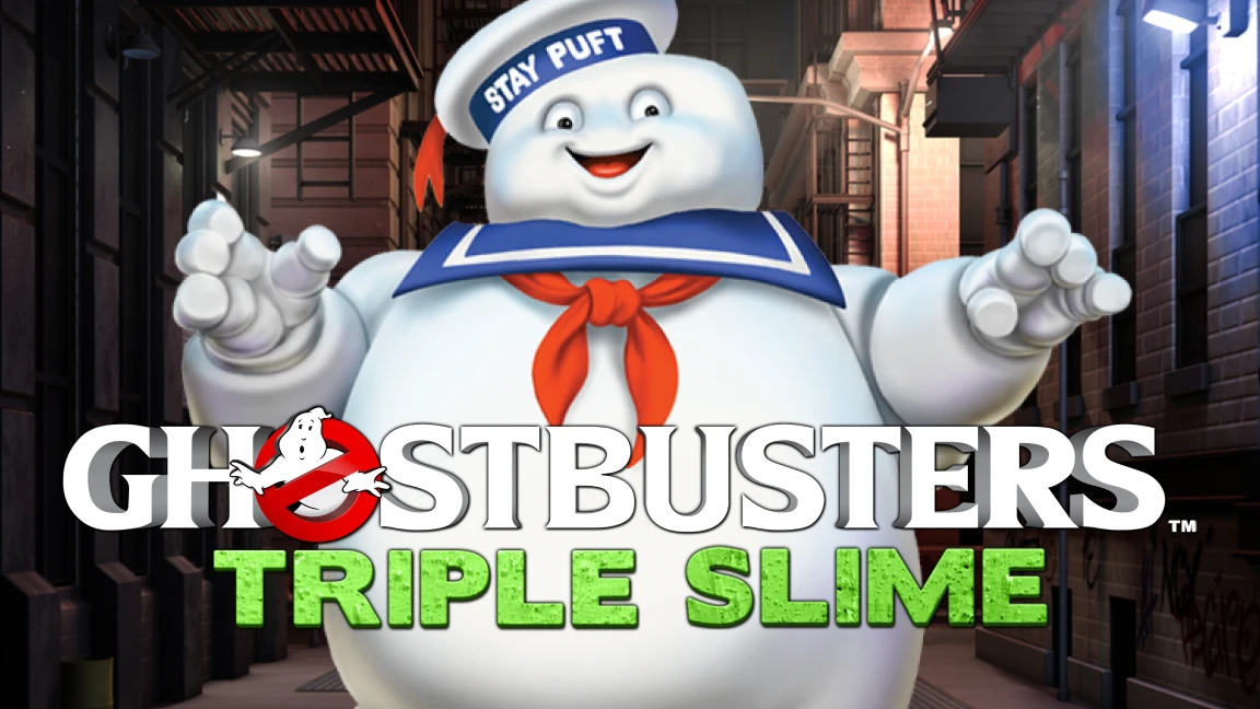 The promotional header for Ghostbusters Triple Slime, an online slot game on Betty.ca.