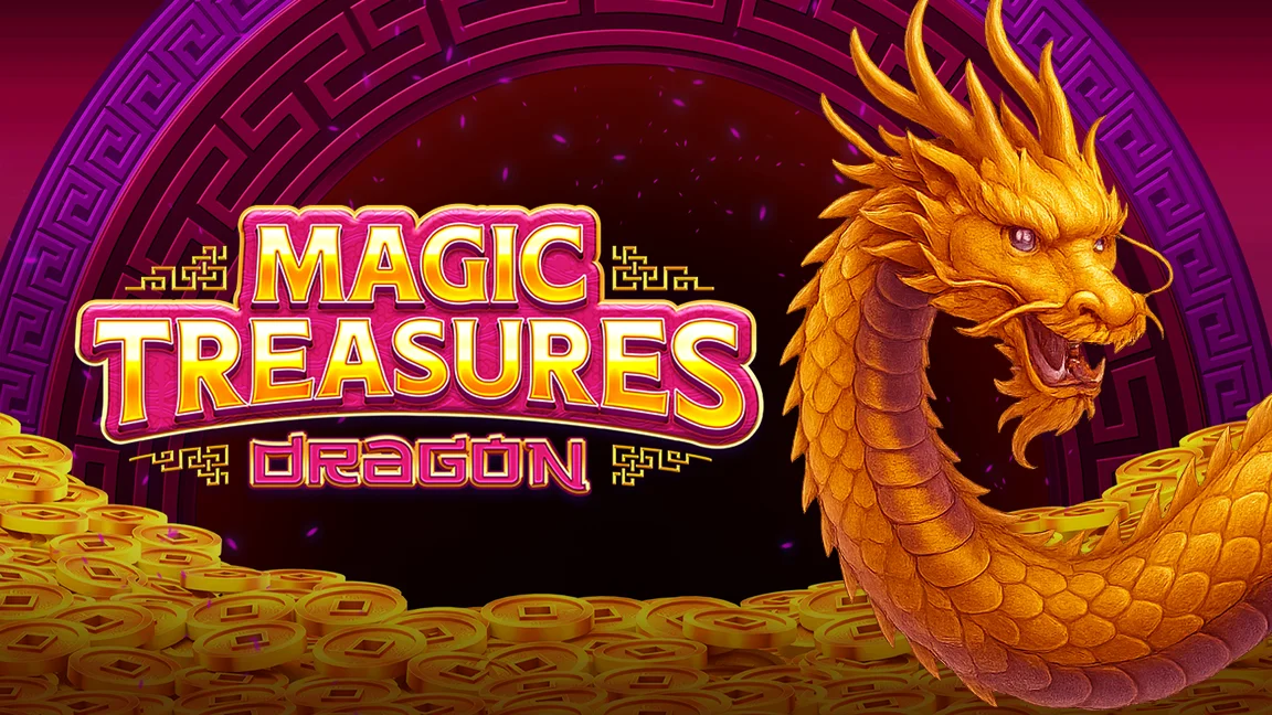 The promotional header for Magic Treasures Dragon, an online slot game on Betty.ca.