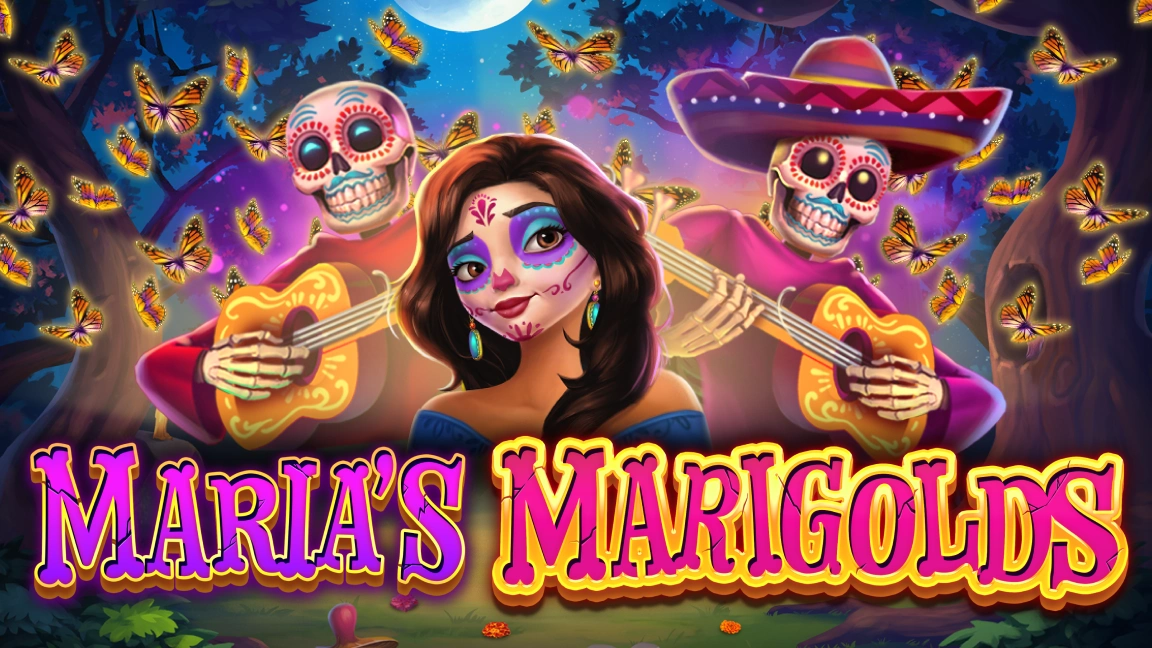 The promotional header for Maria's Marigolds, an online slot game on Betty.ca.
