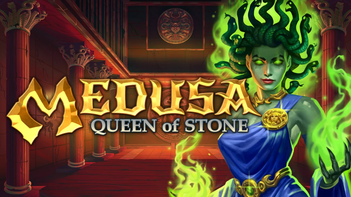 The promotional header for Medusa Queen of Stone, an online slot game on Betty.ca.