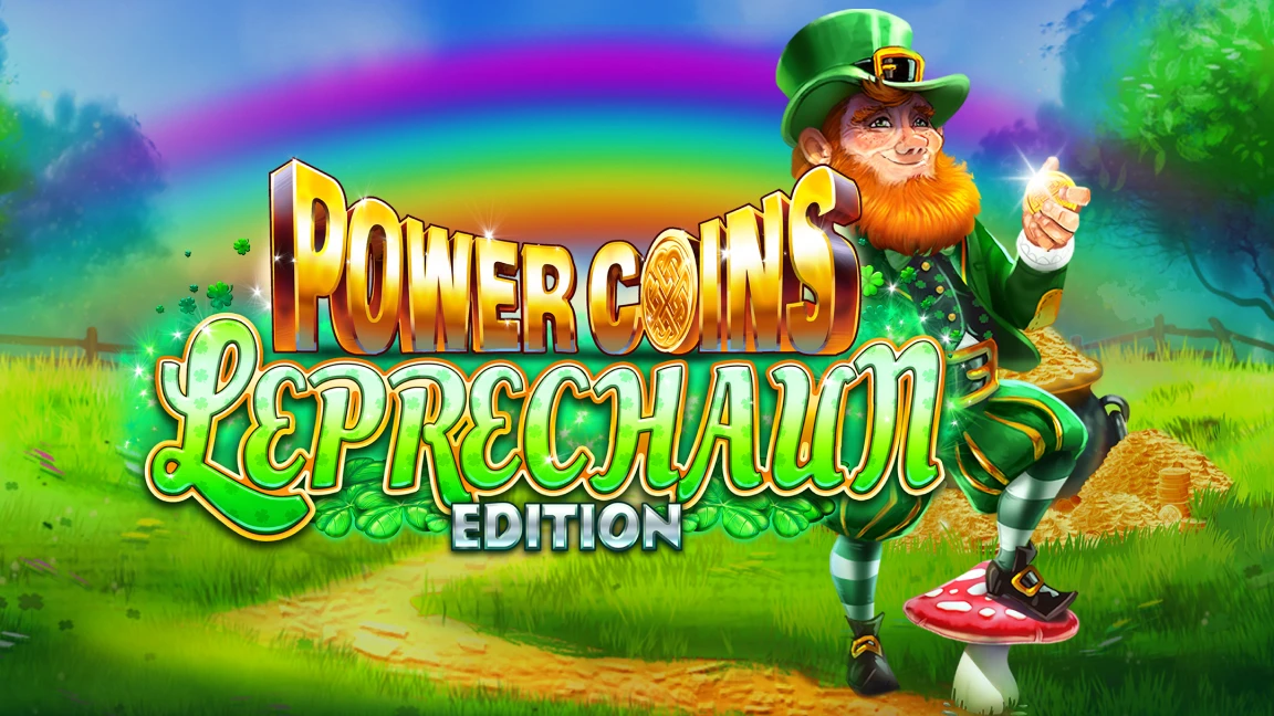 The promotional header for Power Coins Leprechaun Edition, an online slot game on Betty.ca.