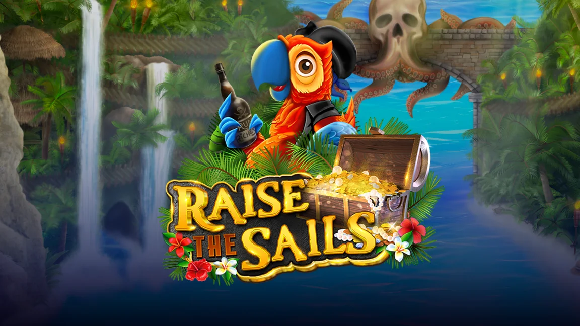 The promotional header for Raise the Sails, an online slot game on Betty.ca.