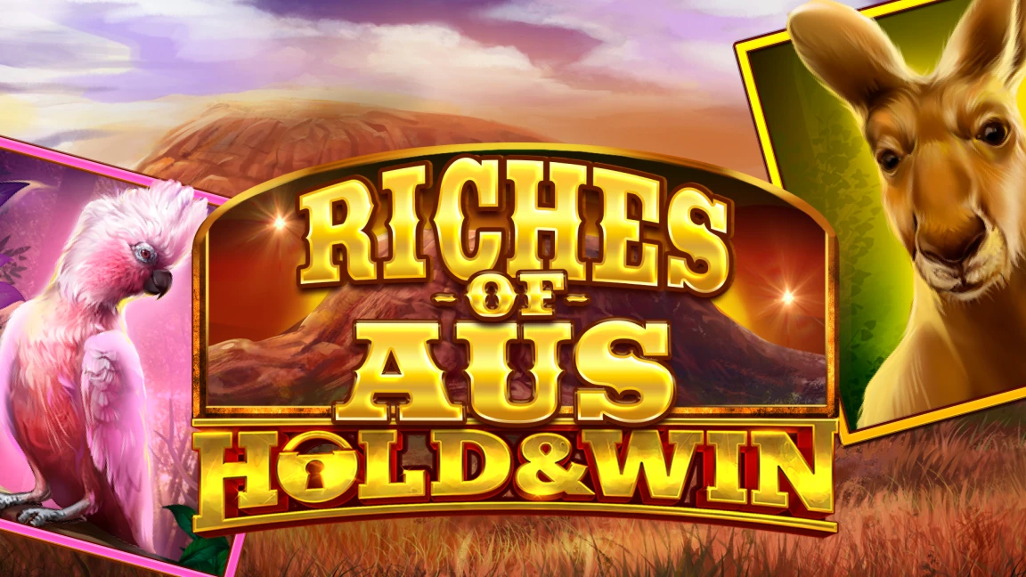 The promotional header for Riches of Aus Hold & Win, an online slot game on Betty.ca.