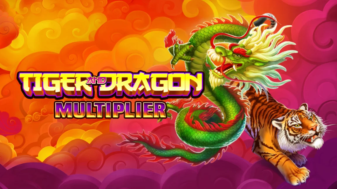 The promotional header for Tiger and Dragon Multiplier, an online slot game on Betty.ca.