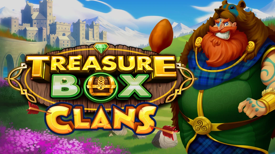 The promotional header for Treasure Box Clans, an online slot game on Betty.ca.