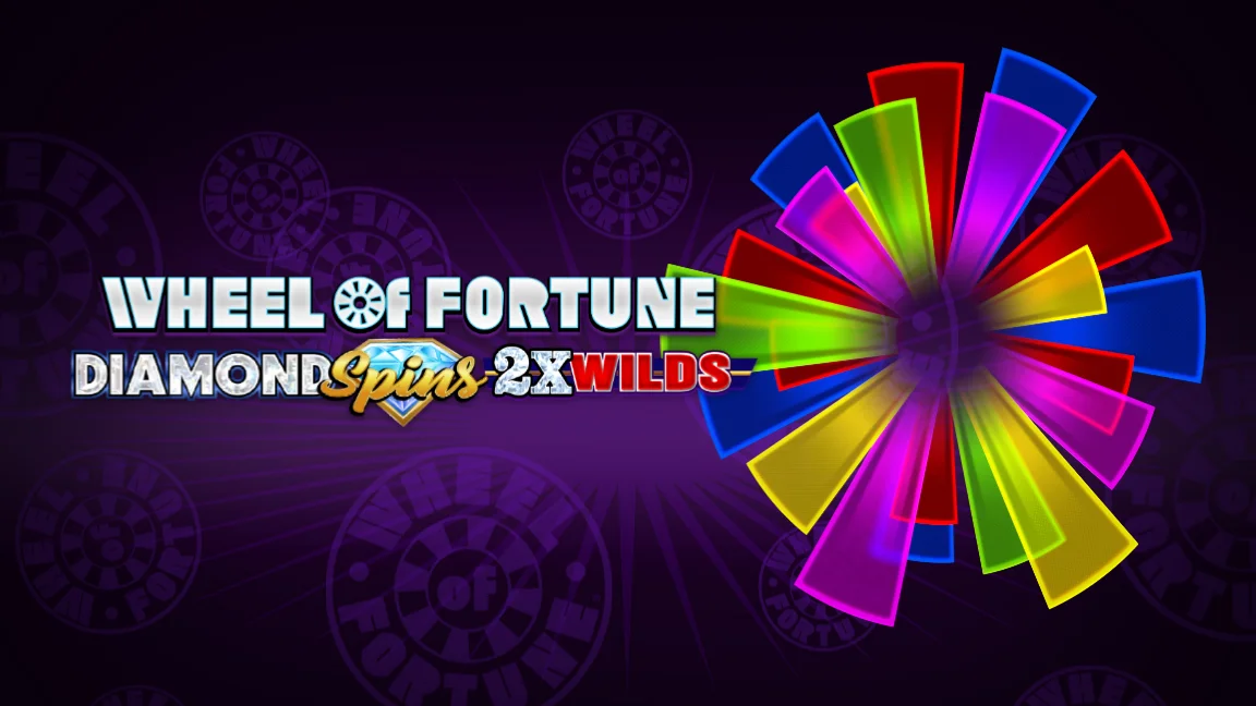The promotional header for Wheel Of Fortune Diamond Spins 2 x Wilds, an online slot game on Betty.ca.