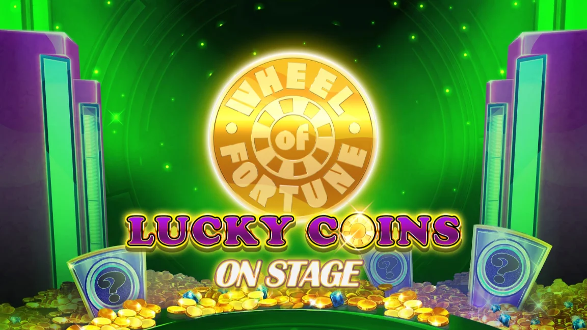 The promotional header for Wheel of Fortune Lucky Coins On Stage, an online slot game on Betty.ca.