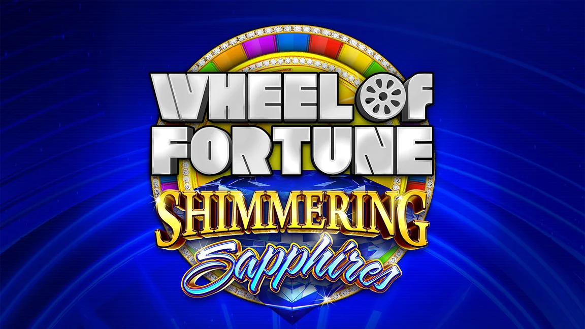 The promotional header for Wheel of Fortune Shimmering Sapphires, an online slot game on Betty.ca.