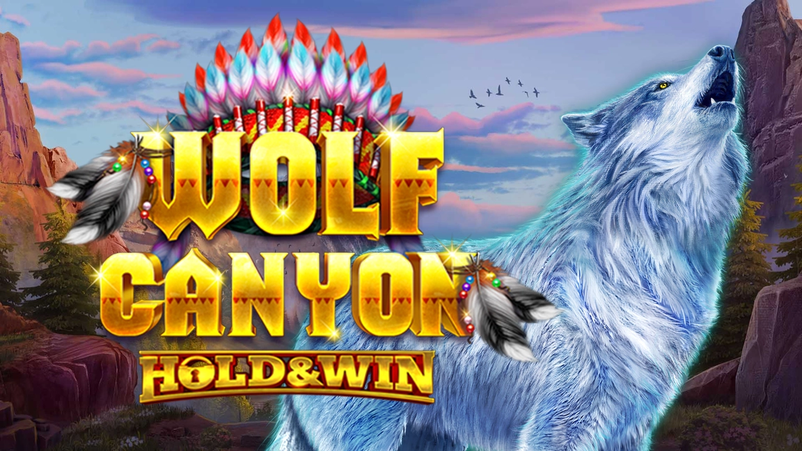 The promotional header for Wolf Canyon Hold & Win, an online slot game on Betty.ca.