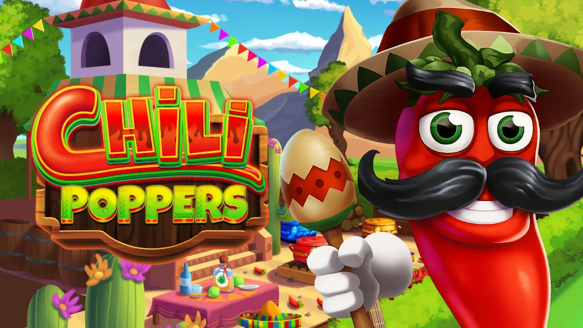 The promotional header for Chili Poppers, an online slot game on Betty.ca.