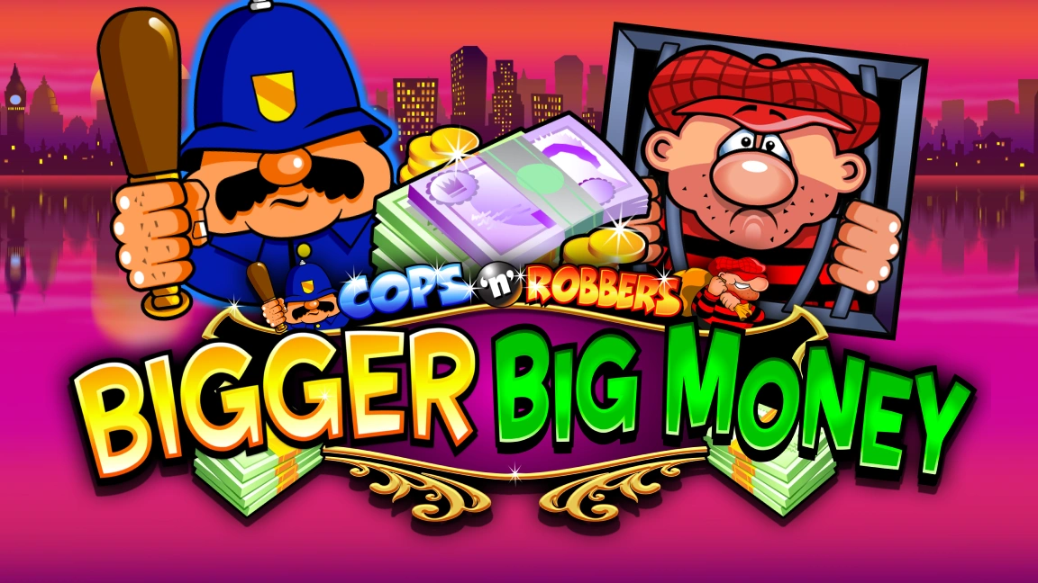 The promotional header for Cops n Robbers Bigger Big Money, an online slot game on Betty.ca.