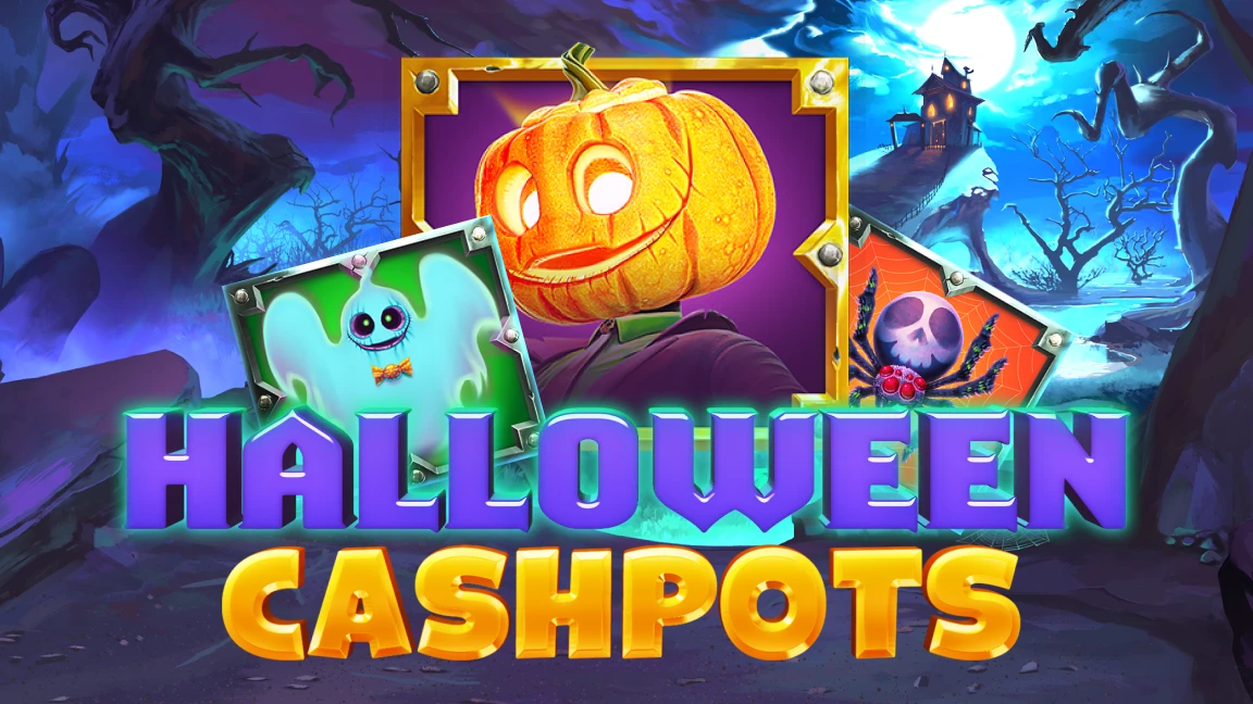 The promotional header for Halloween Cashpots, an online slot game on Betty.ca.
