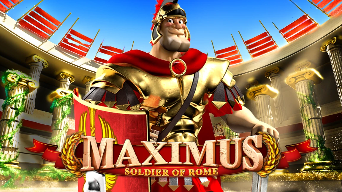 The promotional header for Maximus Soldier of Rome Megaways, an online slot game on Betty.ca.