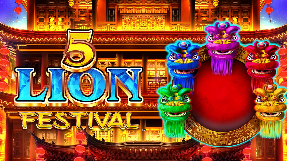 The promotional header for 5 Lion Festival, an online slot game on Betty.ca.
