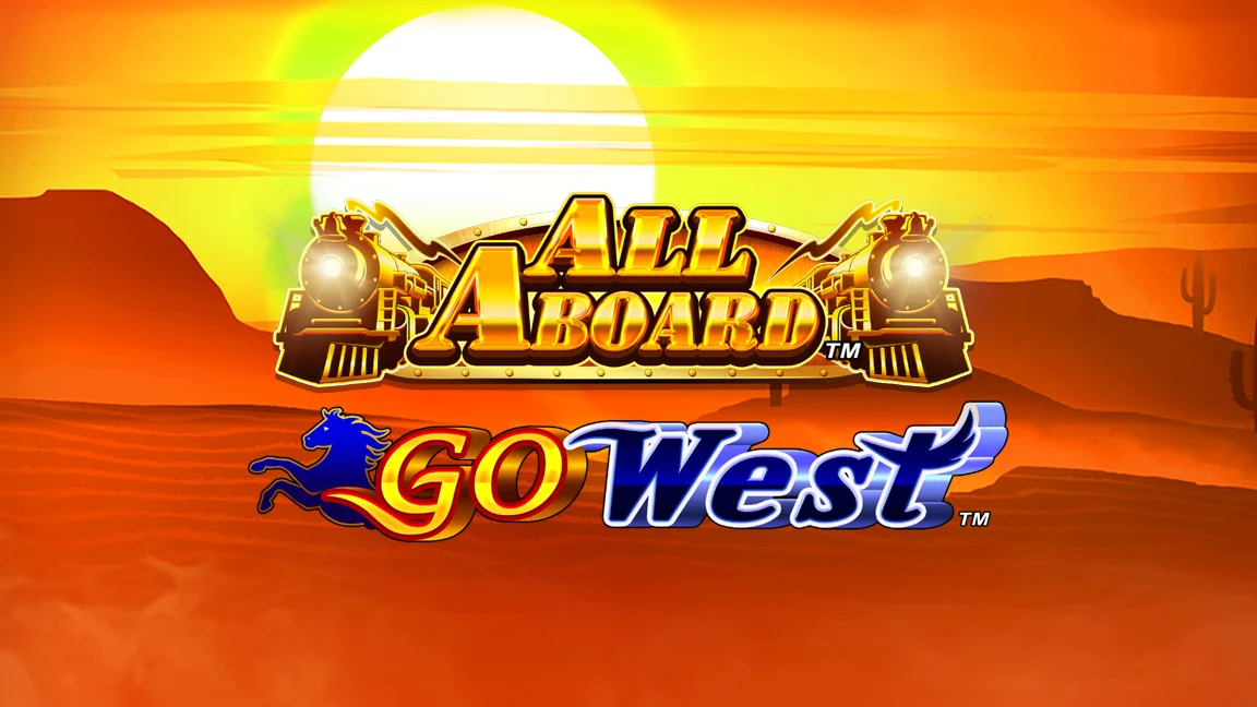 The promotional header for All Aboard Go West, an online slot game on Betty.ca.