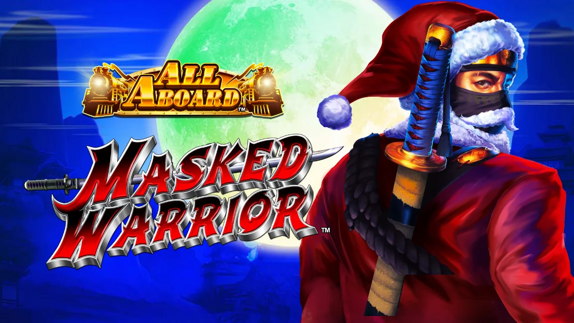 The promotional header for All Aboard Masked Warrior, an online slot game on Betty.ca.
