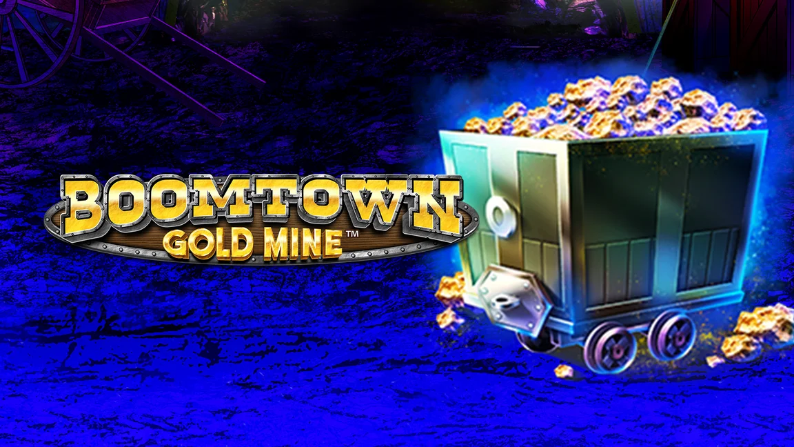 The promotional header for Boomtown Gold Mine, an online slot game on Betty.ca.