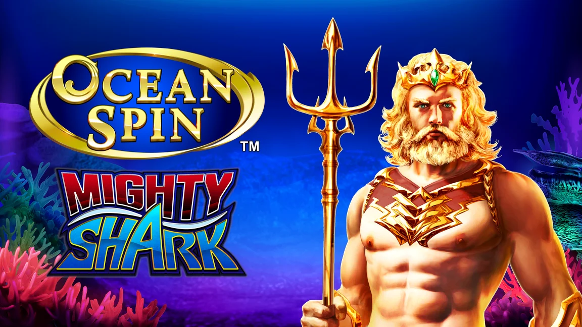The promotional header for Ocean Spin Mighty Shark, an online slot game on Betty.ca.
