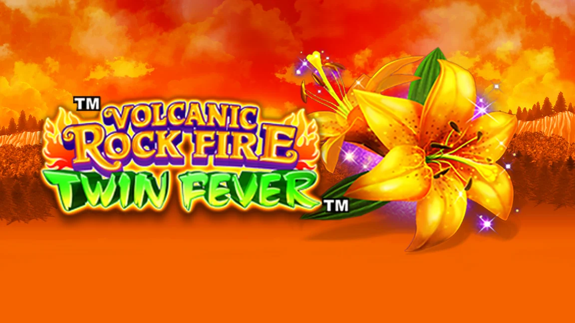 The promotional header for Volcanic Rock Fire Twin Fever, an online slot game on Betty.ca.