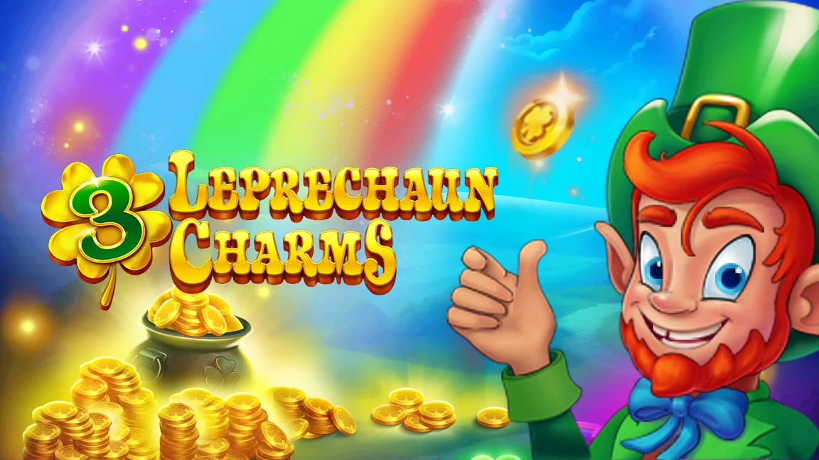 The promotional header for 3 Leprechaun Charms, an online slot game on Betty.ca.