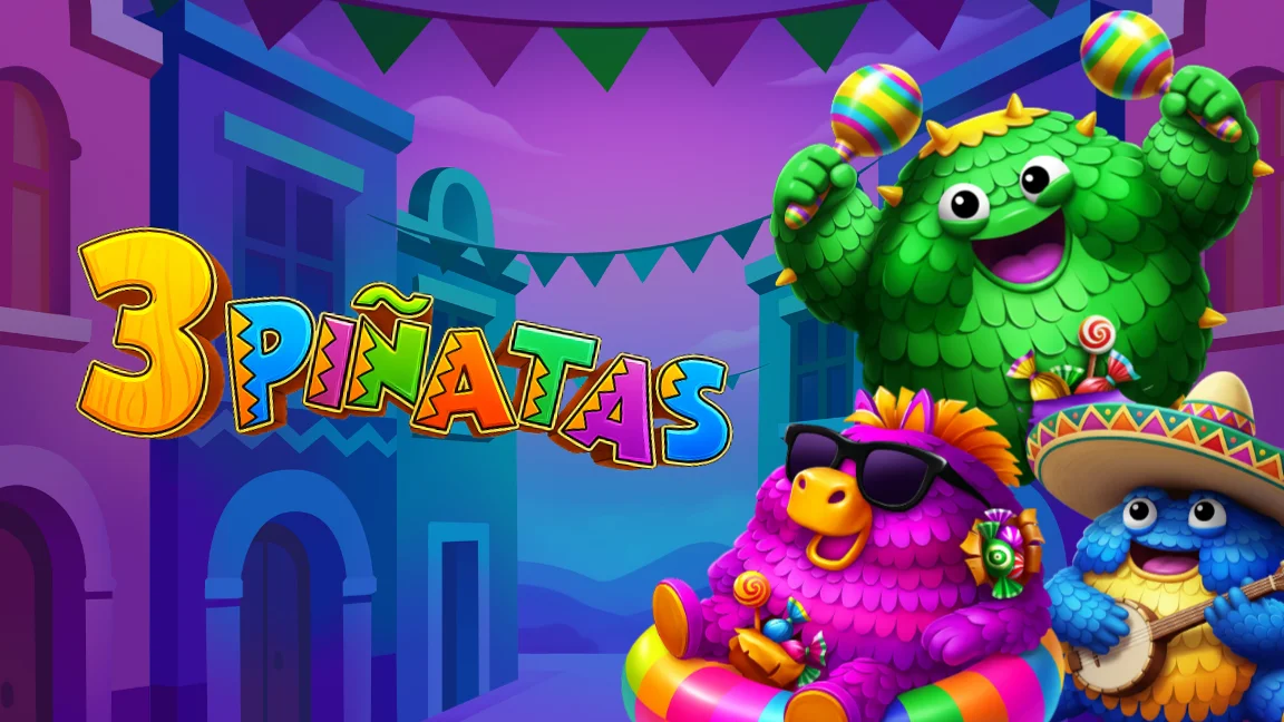 The promotional header for 3 Pinatas, an online slot game on Betty.ca.