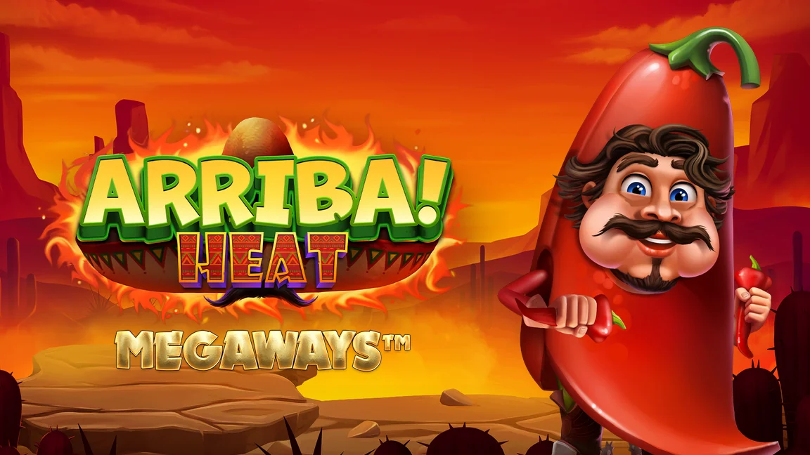 The promotional header for Arriba Heat Megaways, an online slot game on Betty.ca.