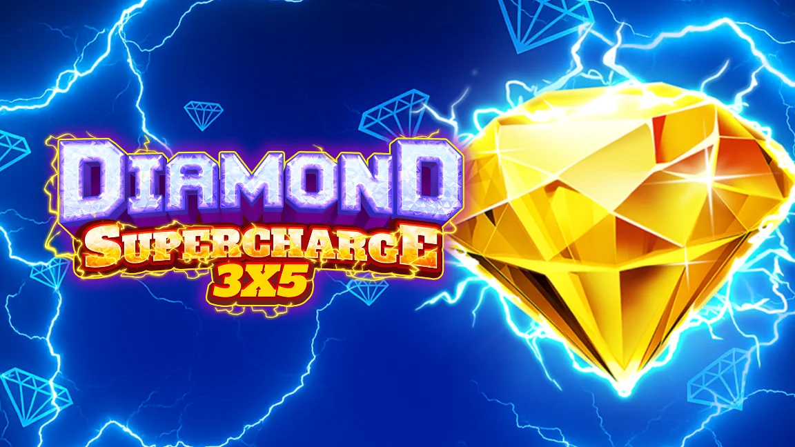 The promotional header for Diamond Supercharge, an online slot game on Betty.ca.