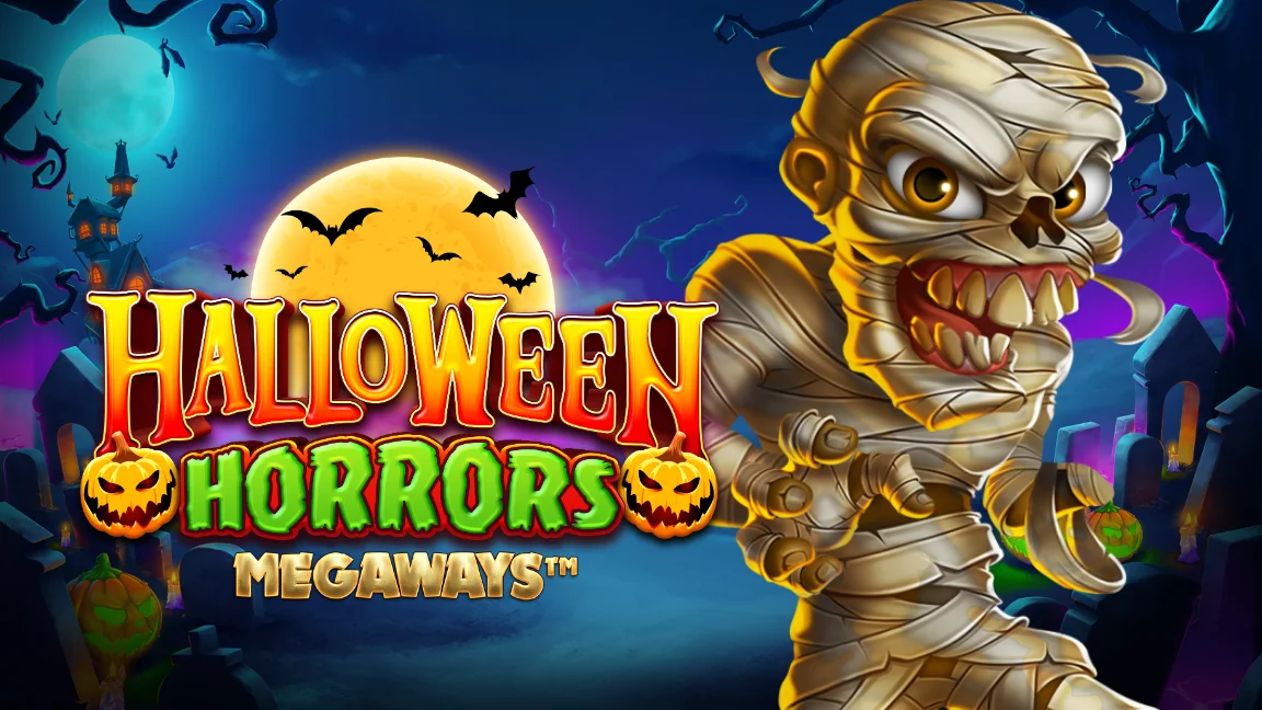 The promotional header for Halloween Horrors Megaways, an online slot game on Betty.ca.