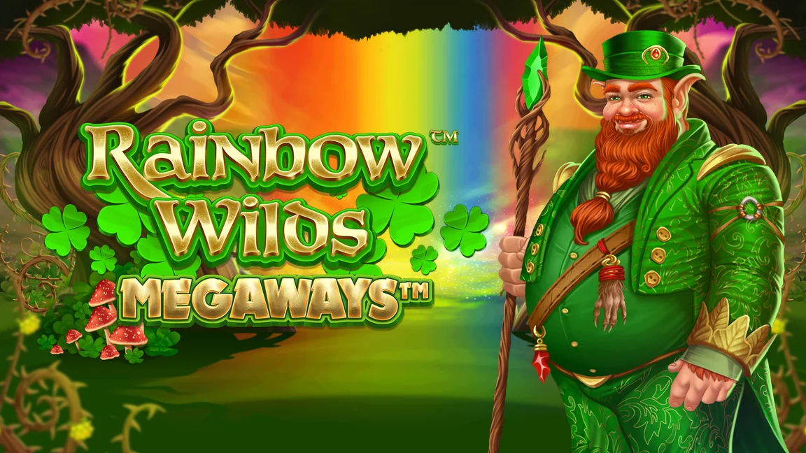 The promotional header for Rainbow Wilds Megaways, an online slot game on Betty.ca.