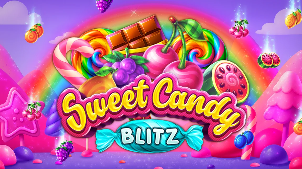The promotional header for Sweet Candy Blitz, an online slot game on Betty.ca.