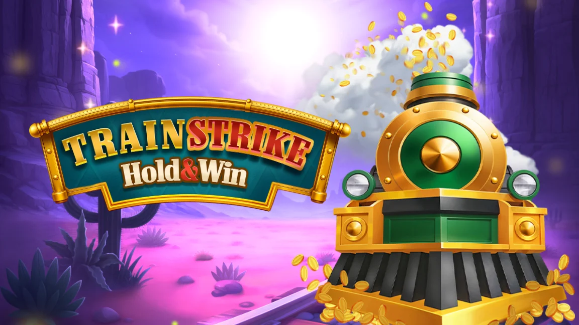 The promotional header for Train Strike Hold and Win, an online slot game on Betty.ca.