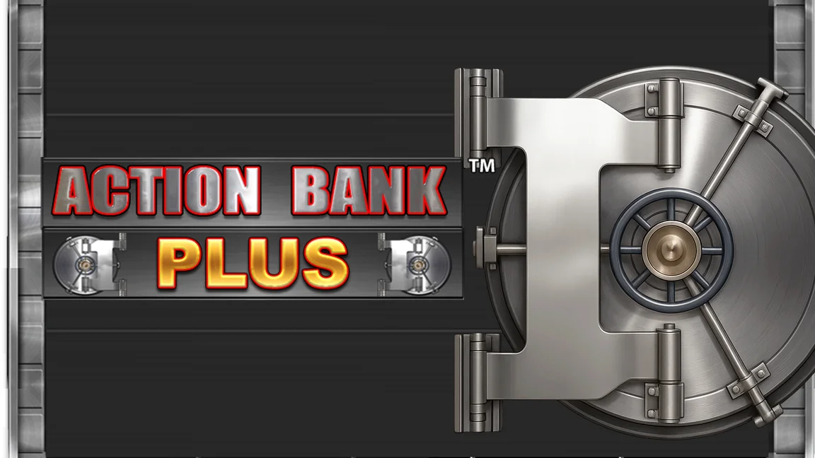 The promotional header for Action Bank Plus, an online slot game on Betty.ca.