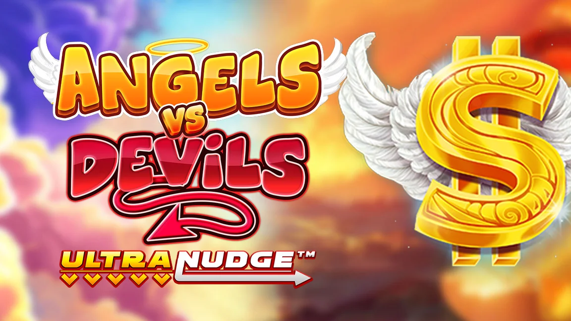 The promotional header for Angels vs Devils Ultranudge, an online slot game on Betty.ca.
