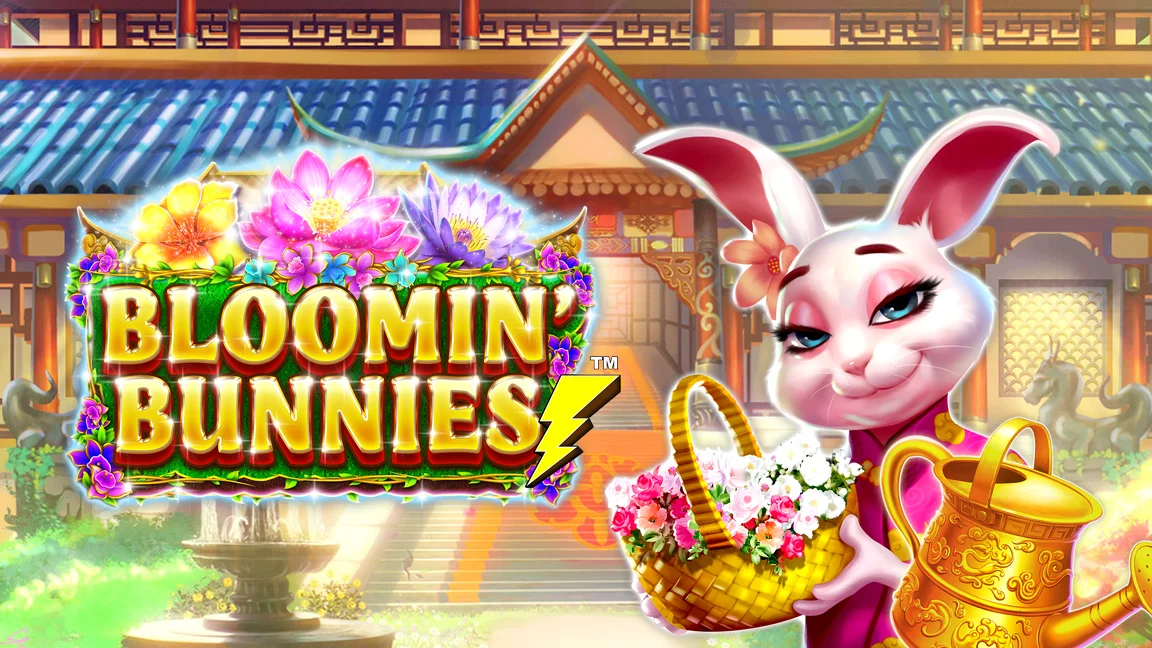 The promotional header for Bloomin' Bunnies, an online slot game on Betty.ca.