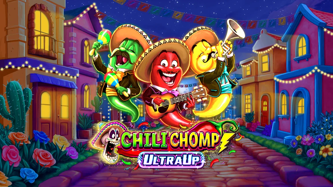 The promotional header for Chili Chomp UltraUp, an online slot game on Betty.ca.