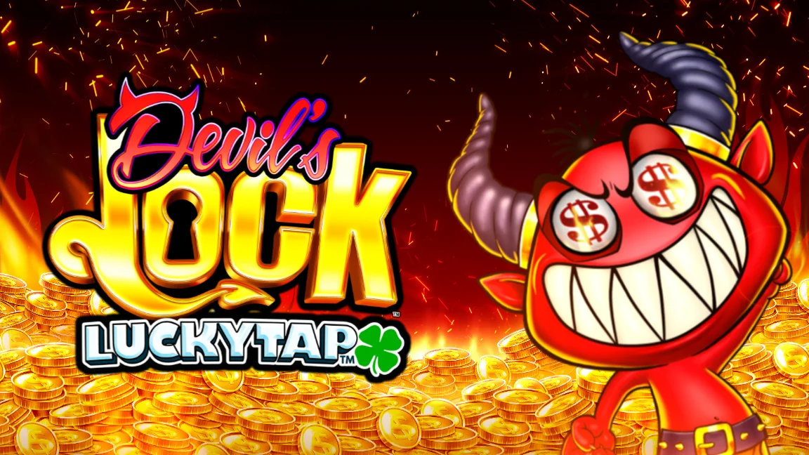 The promotional header for Devil’s Lock LuckyTap, an online slot game on Betty.ca.