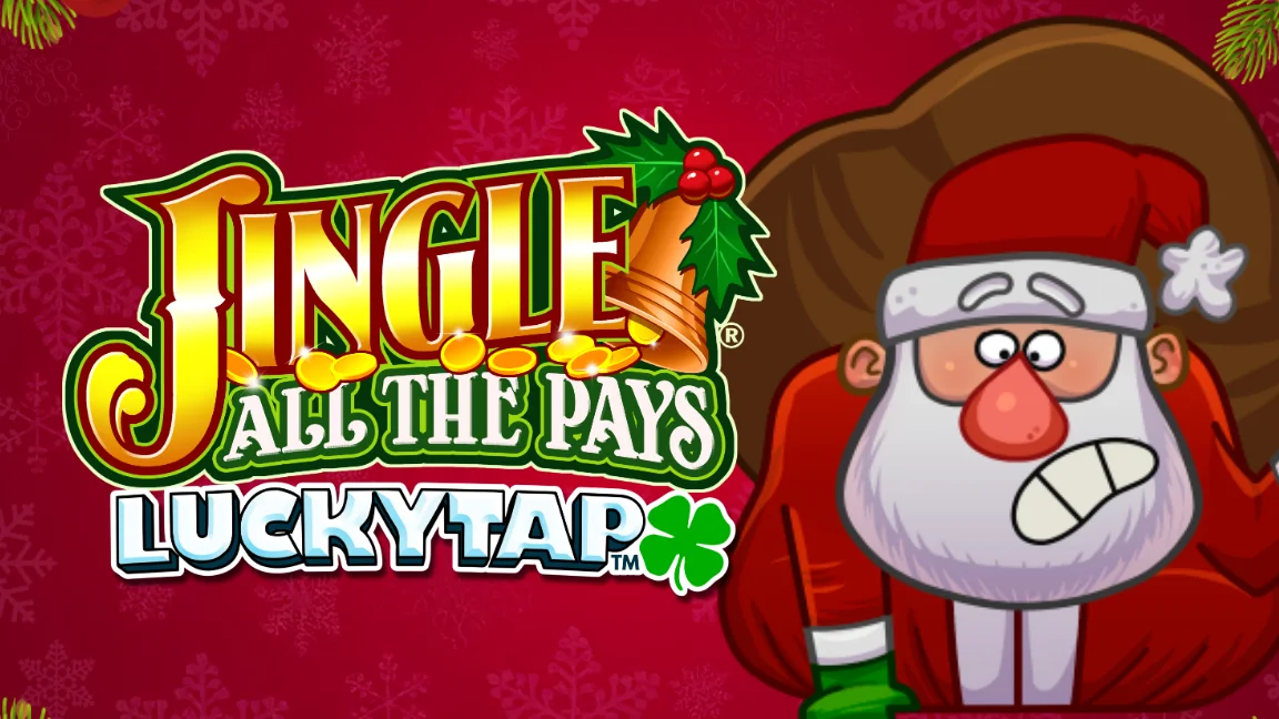 The promotional header for Jingle All the Pays LuckyTap™, an online slot game on Betty.ca.