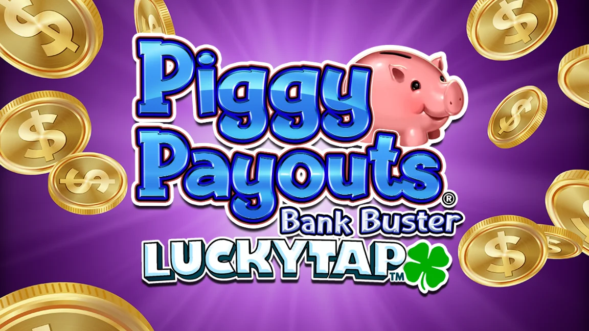 The promotional header for Piggy Payouts Bank Buster LuckyTap™, an online slot game on Betty.ca.