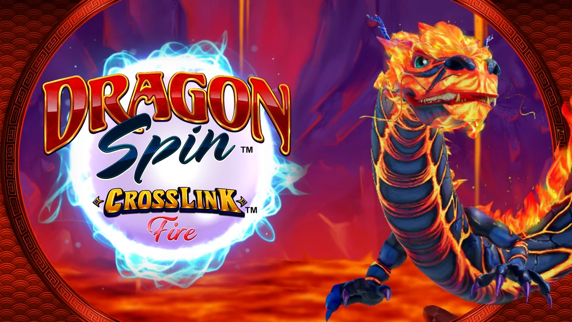 The promotional header for Dragon Spin Cross Link - Fire, an online slot game on Betty.ca.