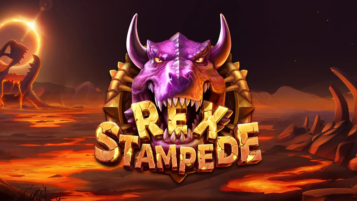 The promotional header for Rex Stampede, an online slot game on Betty.ca.