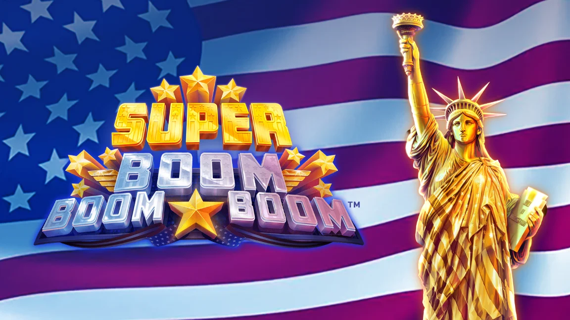 The promotional header for Super Boom Boom Boom, an online slot game on Betty.ca.