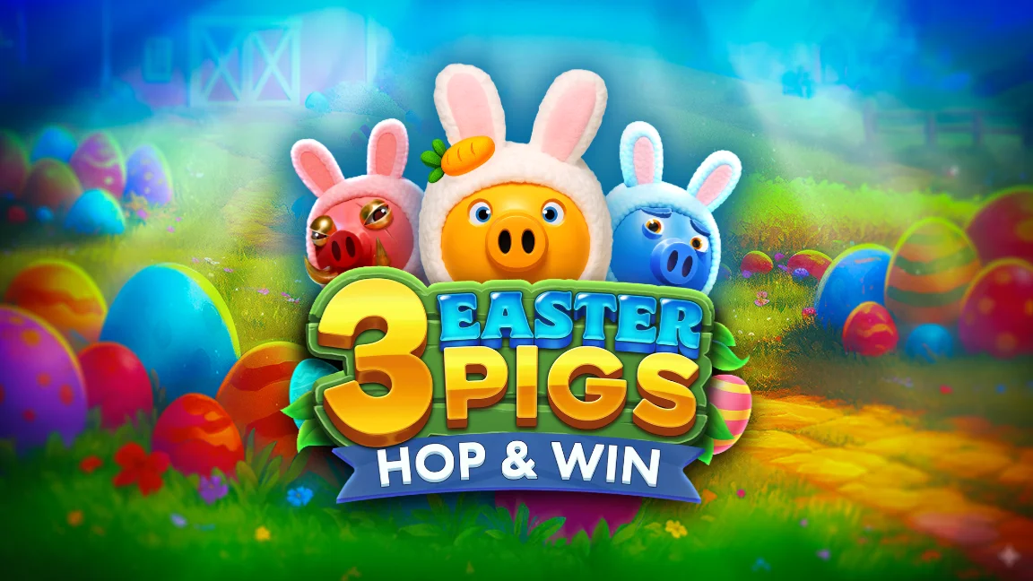 The promotional header for 3 Easter Pigs - Hop and Win, an online slot game on Betty.ca.