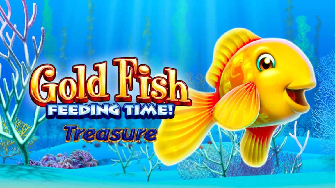 The promotional header for Gold Fish FEEDING TIME! DELUXE Treasure, an online slot game on Betty.ca.