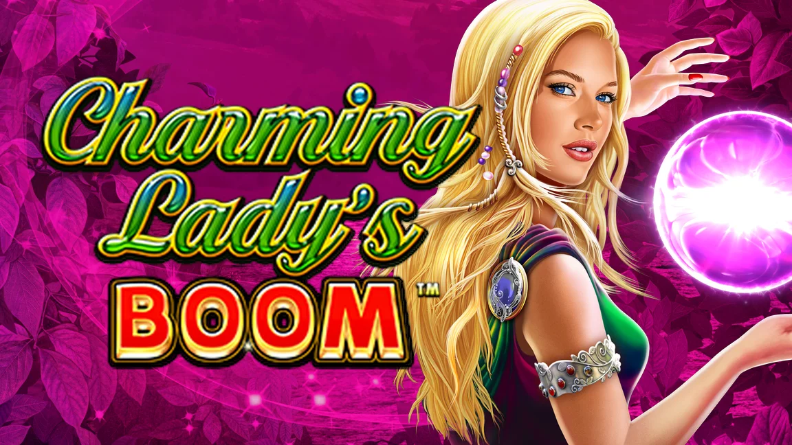 The promotional header for Charming Lady's Boom, an online slot game on Betty.ca.