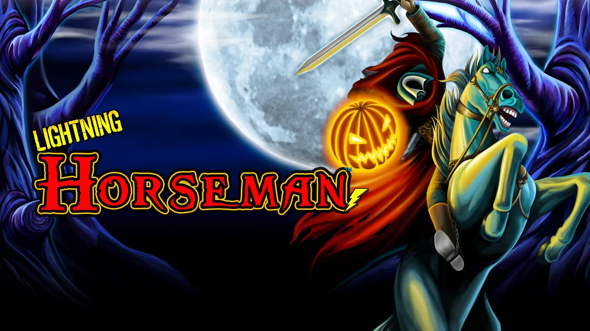 The promotional header for Lightning Horseman, an online slot game on Betty.ca.