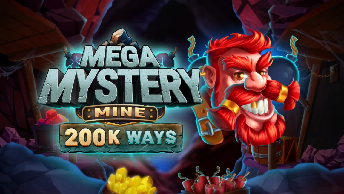 The promotional header for Mega Mystery Mine, an online slot game on Betty.ca.