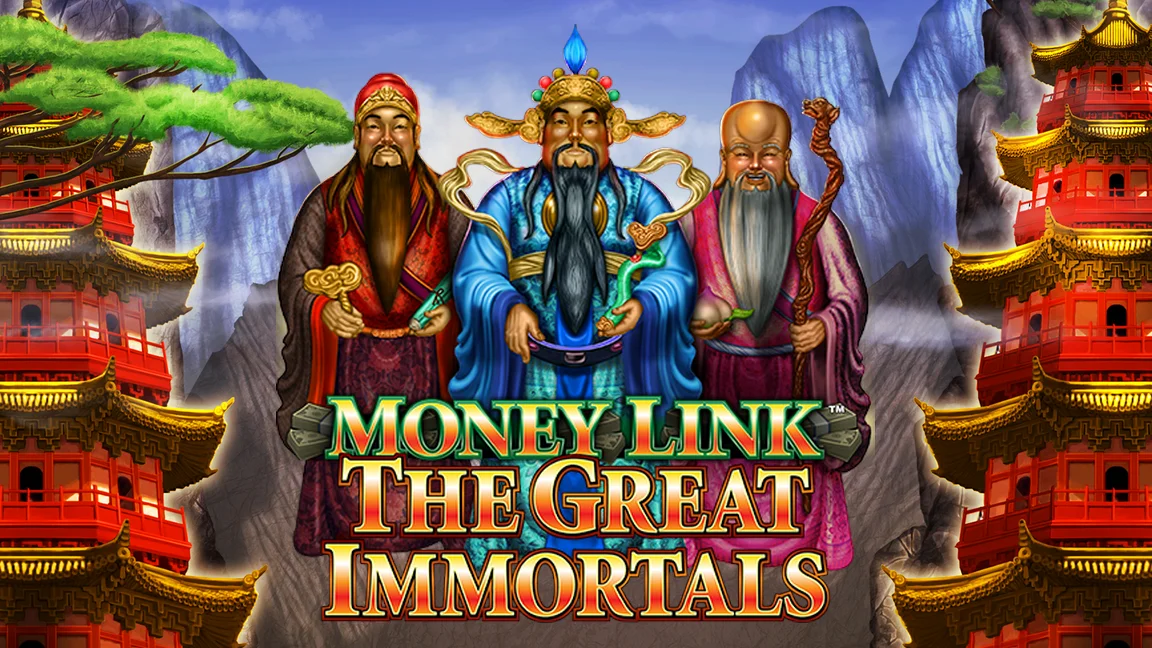 The promotional header for Money Link The Great Immortals, an online slot game on Betty.ca.