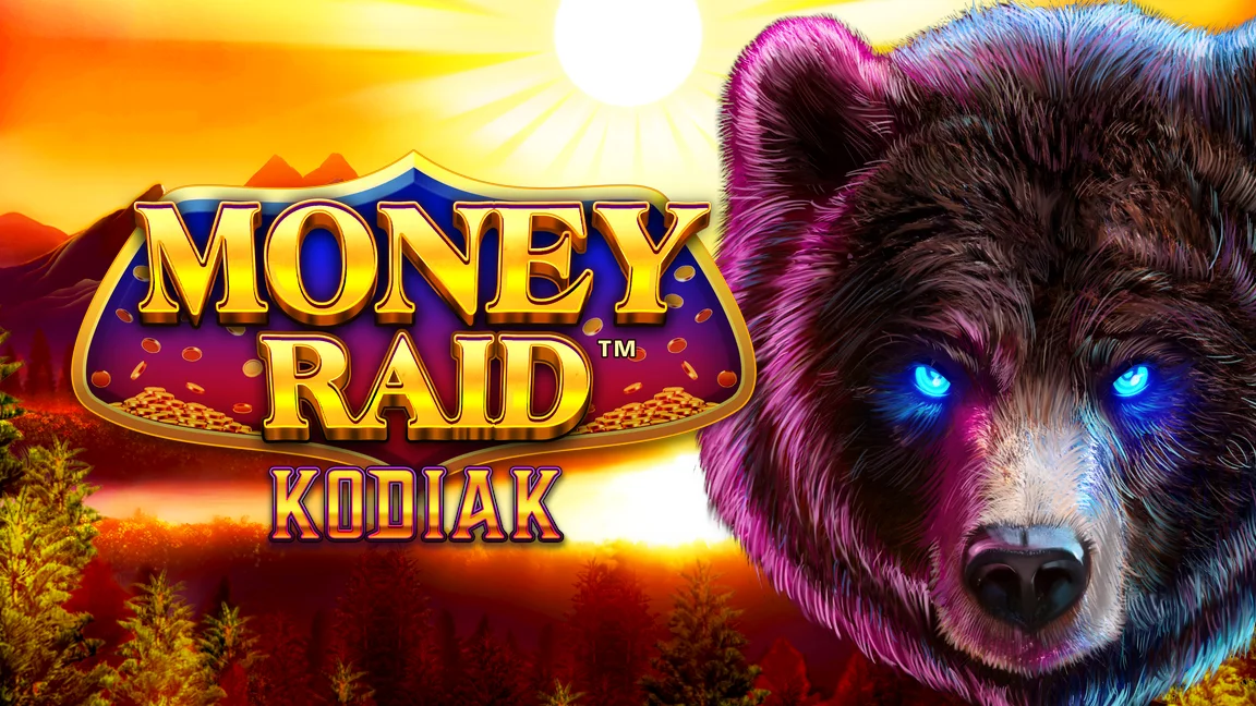 The promotional header for Money Raid Kodiak, an online slot game on Betty.ca.