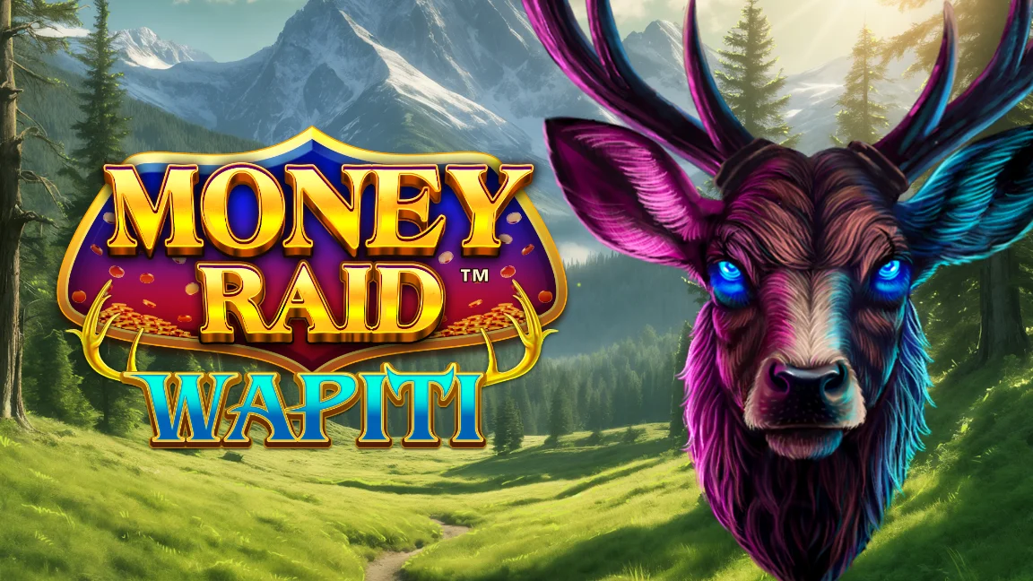 The promotional header for Money Raid Wapiti, an online slot game on Betty.ca.